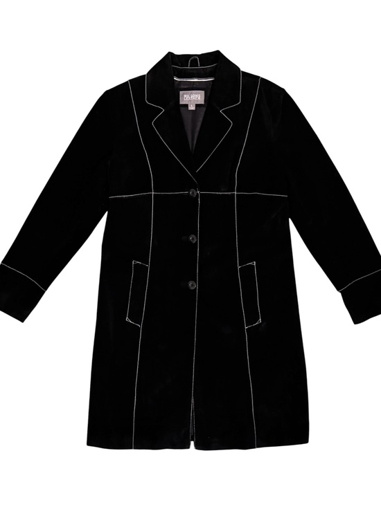 Wilsons Leather Jackets & Blazers - Wilson's Maxima 100% Leather Black Suede Long Coat Jacket Contrast Stitch L